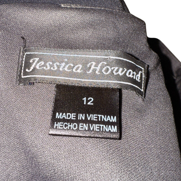 Jessica Howard Sz 12 Midi Sheath‎ Dress Business Cocktail Neutral Dark Academia - Picture 10 of 12